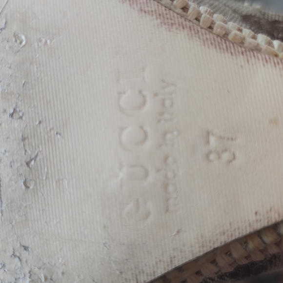 Gucci Gold and Brown Wedge Shoes - Picture 6 of 9